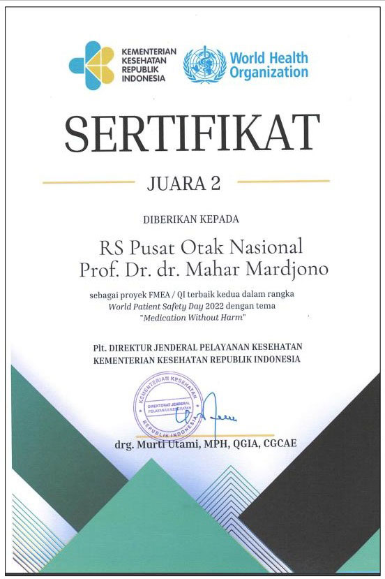 Sertifikat "Medication Without Harm"